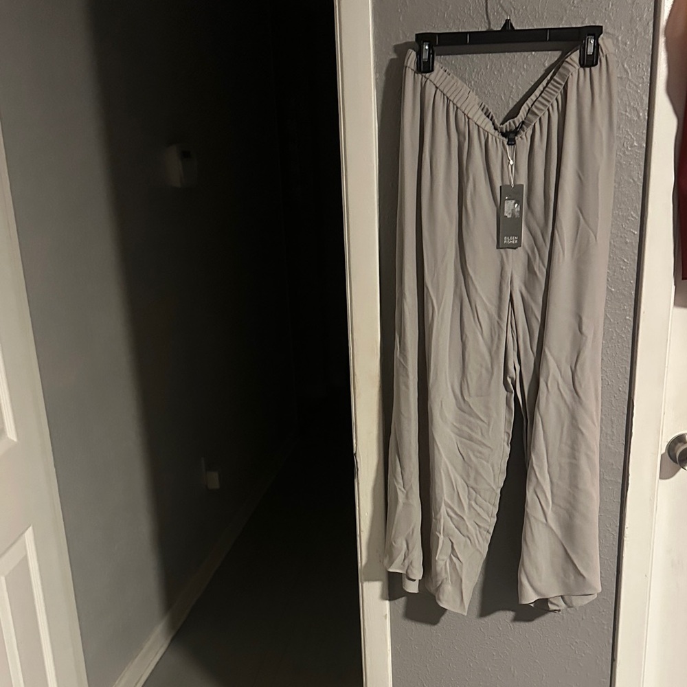 Eileen Fisher Wide-Leg Pants in Light Taupe